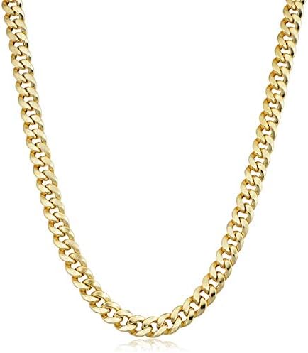 14k Yellow Gold 7.6 mm Miami Cuban Link Chain Necklace for Men (24 or 26 inch)