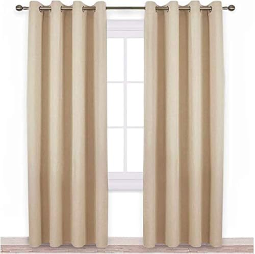 Image of JUPON Silk 80% Room Darkening Curtain Pack Of 1 Piece With 3 Layers Weaving Technology & Solid Grommet Curtains Pattern (Xl Long Door - 44 inch X 108 inch) Off-White