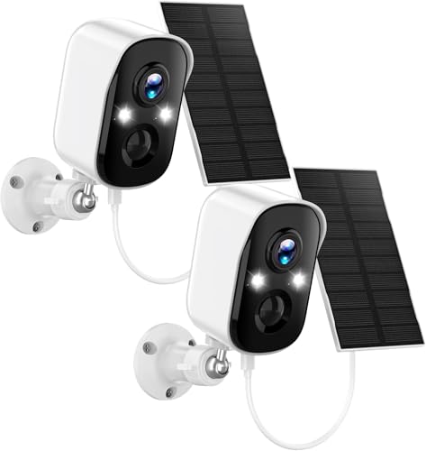 Poyasilon 2-Pack Solar Security Cameras Wireless Outdoor,2K Solar Camera Wireless for Home Color Night Vision Two-Way Talk Two Spotlights,Cloud/SD Only 2.4GHz WiFi - image 1