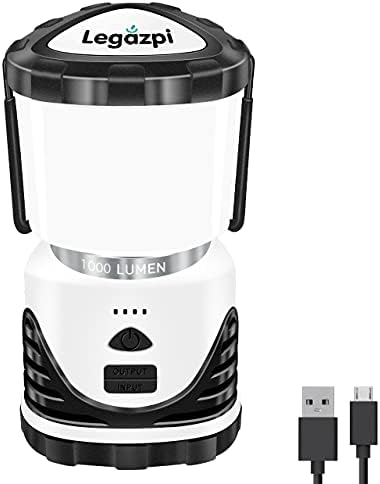 Legazpi Rechargeable Camping Lantern 1000 Lumen Camping Lights, 6000mAh Battery Indicator LED Lantern, Power Bank, Water Resistant, 3 Lighting Options, Tent Light for Camping, Power Cuts and More