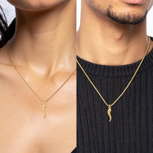 IceCarats 14K Solid Yellow Gold Cornicello Italian Horn Necklace Lucky Protection Amulet Pendant Chilli Pepper Charm2