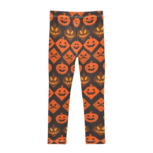 Pumpkin Checked Print Girls Leggings Soft Stretch Workout Yoga Dance Pants for Kids Casual Tights2
