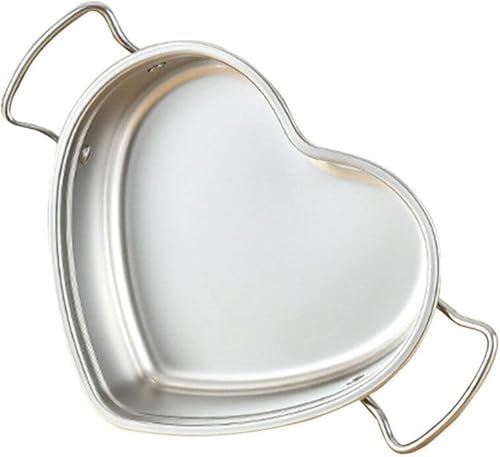 Miniatura 7 de Luxshiny Olla de sopa de acero inoxidable, olla coreana de ramen en forma de corazón, olla de salsa de alimentos para cocina casera (plateado)
