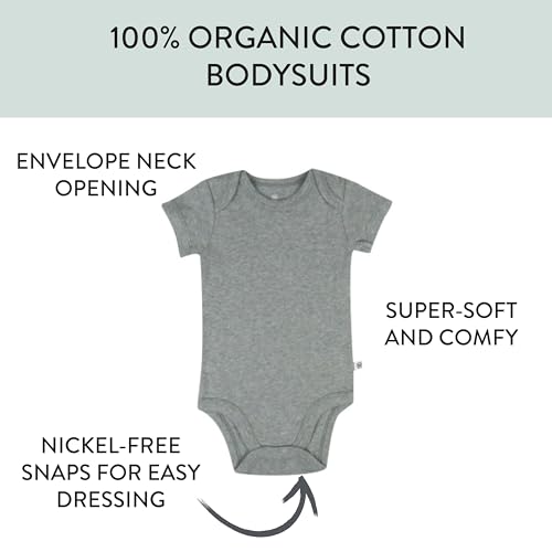 Image of HonestBaby unisex-baby Organic Cotton Short Sleeve Bodysuits Multipack