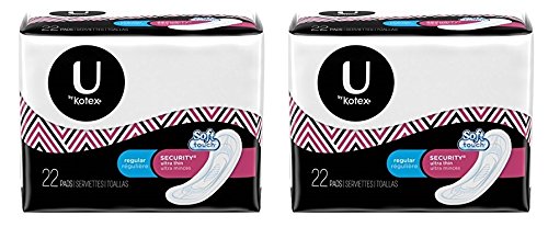 Kotex Security Ultra Thin Pads, Regular, Unscented, 22 Count (Pack of 2)