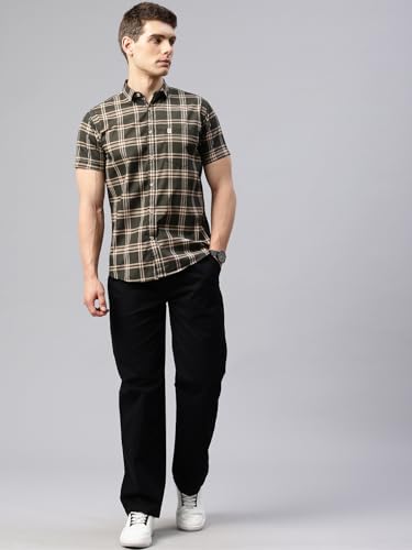 Image of Majestic Man Slim Fit Short Sleeve Checked Pure Cotton Casual Shirt