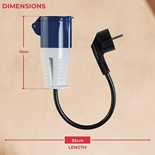 GADLANE 16A adapter gniazdka kempingowego - Europejski adapter elektryczny, wodoodporny IP44 - zewnętrzny samochód kempingowy CEE do podłączenia do kempingu - długość 35 cm (200-250V)