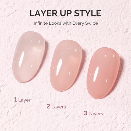 Image of MelodySusie Nude Gel Nail Polish, 0.5Fl.oz Jeweliver Jelly Gel Polish Translucent Nude Nails Sheer Soak Off UV LED Light Cure Gift for Women Girls Nail Art Manicure DIY at Home JN19