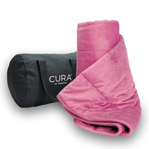 CURA Gewichtsdecke fürs Sofa 6kg - Tägliche Tiefenentspannung - Ideale Sofadecke Wohndecke o. Couchdecke - Kuscheldecke XXL 140x200 cm Therapiedecke - Schwere Decke für Sofa - Weighted Blanket Rosa