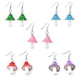 5 Pairs Resin Mushroom Earrings Fresh Handmade Plastic Simulation Mushroom Drop Earring Funny Sweet