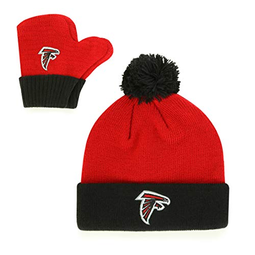 OTS NFL Atlanta Falcons Infant Pow Pow Knit Cap & Mittens Set, Team Color, Infant