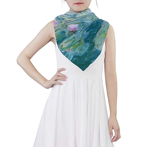 WIHVE Womens Scarf Monet Water Lilies Willow Floral Spring Silk Head Scarf Ladies Hair Neck Shawl Wrap 7