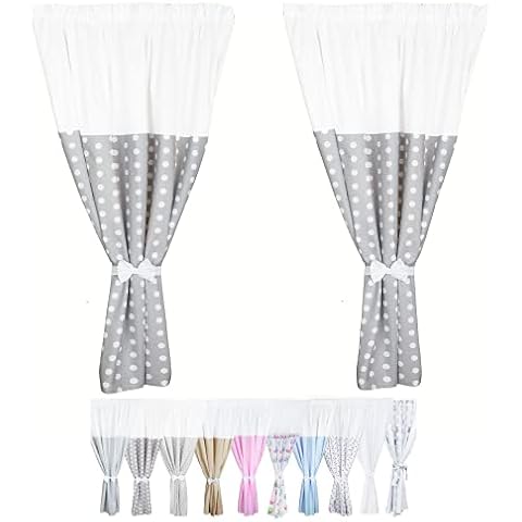 Vizaro - Cortinas Infantiles de 100% Algodón con Lunares Blancos Cover