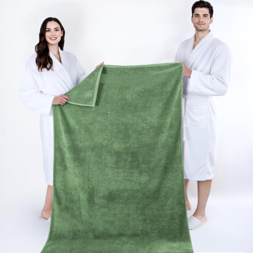 Image of Cotton Paradise 100% Cotton Turkish Towel Set, Soft Absorbent Quick Dry, 2 Piece 35x70 Bath Sheet Set, Sage Green