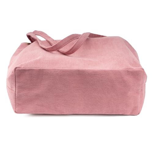 Image of TOPASION Cute Corduroy Tote Bag Canvas Shoulder Handbags for Women Travel Shopping
