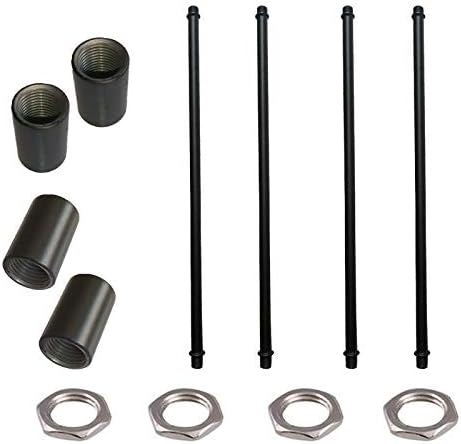 4-Pack 1/8 IP Straight Pipe lamp stem Black Finish Lamp Rod Kit with Connector (30cm)