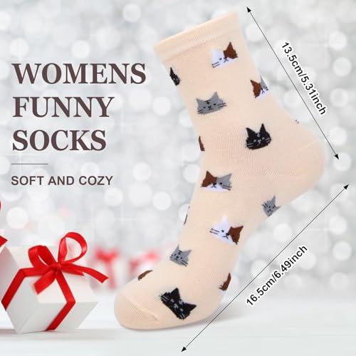 Image of Chalier Womens Funny Socks Cozy Cute Printed Patterned Fun Socks Novelty Cat Dog Socks for Women