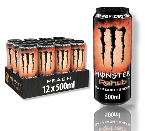 12 x Monster Energy Rehab Peach - Energy Drink mit Pfirsichgeschmack- Tea+ Peach+ Energy