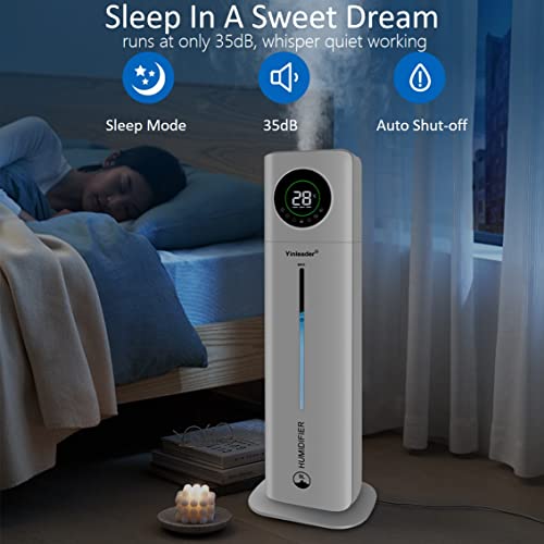Humidifiers for Bedroom Large Room, 9L Cool Mist Humidifiers for Whole House Home, 60 Hour Top Fill Quiet Ultrasonic Air Humidifier for Baby Nursery Plants - Auto Shut-Off, Essential Oils Tray, Timer - Thumbnail 6