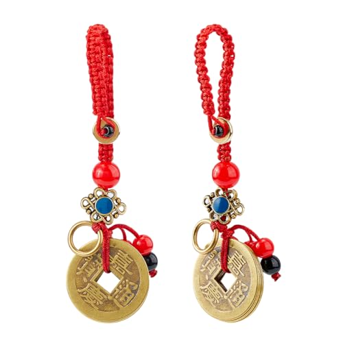 SUPERFINDINGS 2 porte Monnaie Chinois Lucky Coins Feng Shui Coins Feng Shui Cooper Coins Lucy Gifts Good Luck Charms Décoration Feng Shui Porte-clés pour la...