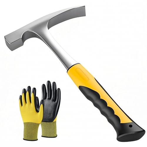 30oz Tinners Hammer with gloves - Forged Steel Sheet Metal Hammer with Shock-Absorbing Grip for HVAC Welding & Metal Fabrication - Professional-Grade Tinsmith & Chipping Tool