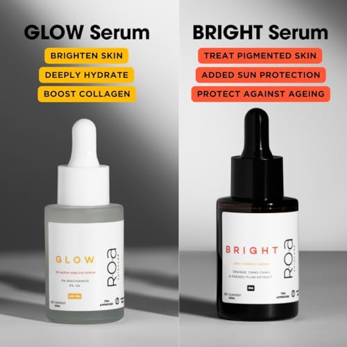 Image of R.O.A Skincare Collagen Boosting two serums combo for Enhanced Cell Renewal and youthful glow | Enhanced Cell Renewal with Vitamin C, Glycolic acid and Salicylic acid face serums | 100 ML each