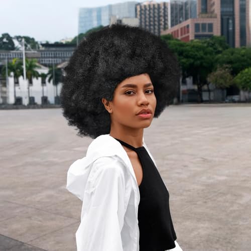 Postiche afro bouclée courte confortable et légère en noir naturel 1B