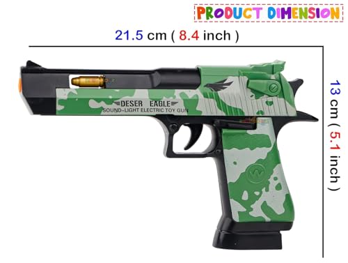 Image of Zest 4 Toyz Light and Sound Police Army Style Pistol Gun Toy with Moving Top Loader Telescopic Barrel and Target Projection Effect, Desert Eagle Pistol (Pack of 1) Random Color Dispatch, Assorted