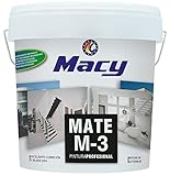 Macy Pintura Plástica Mate M-3 Antimoho para Interior y Exterior con Conservante Antimoho. 4 Litros. Color Blanco