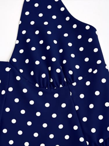 Image of Aahwan Polka Dots Halter Long Dress Backless A Line Flared Vintage Party Club Dresses for Women's & Girl's