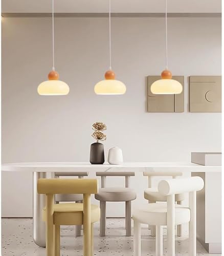 Lámpara de techo de cristal blanco cremoso para comedor 3