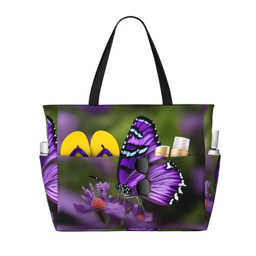 Sac à bandoulière imperméable violet grand format pour plage et voyage
