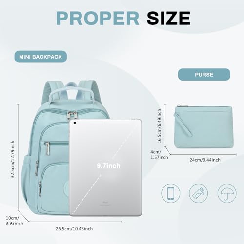 Image of Backpack Purse for Women, Lightweight Mini Backpack Purse Small Bookbag with Mini Wallet and Luggage Strap,Green