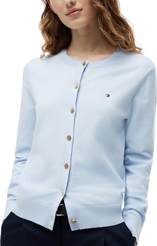 Tommy Hilfiger Damen Cardigan Jersey mit Rundhalsausschnitt, Blau (Breezy Blue), XXXL 3