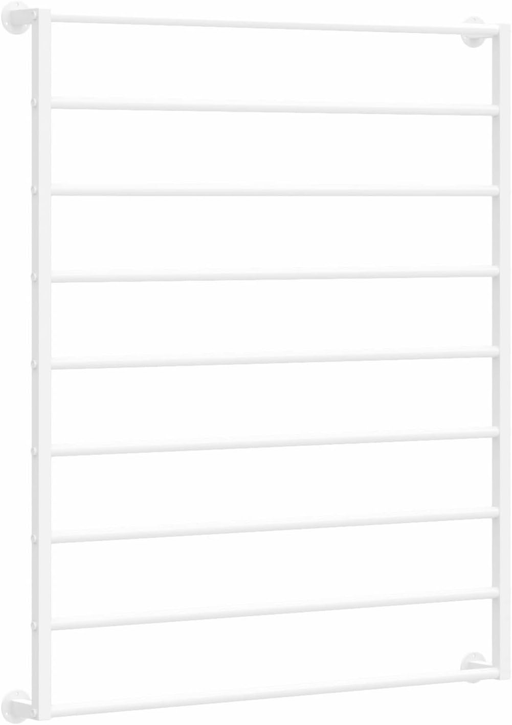 Ribbon Storage Organizers Rack Wall Mounted Commercial Scarf Rack, White Metal Organizer Holder for Shawls Jeans & Hijab, Waterproof Frame with Removable Crossbar(120x120cm) (White 120x120cm)