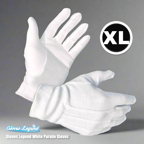 Image of White Cotton Parade Gloves for Marching Band, Parade, Cosplay Costume, and Formal Attire 100% Cotton S, M, XL