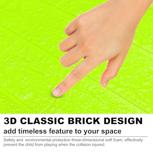 Image of TEKCOOL Self-Adhesive Waterproof PE Foam 3D Wall Panels Wallpaper Sticker for Bathroom, Living Room, and Home Decoration (70 x 77cm, Appx. 5.8Sq Feet)-25 Piece-Green'