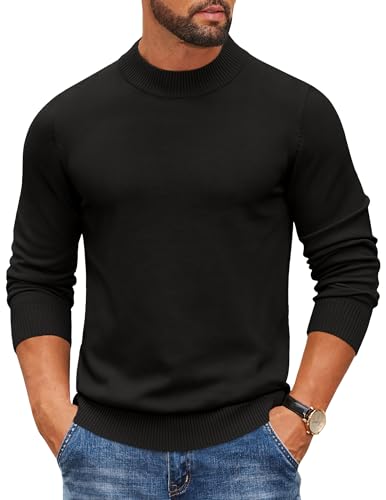 COOFANDY Men's Mock Neck Sweater Knitted...