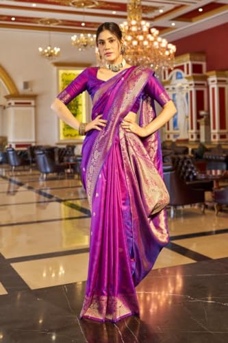 SWORNOF Womens Kanjivaram Banarasi Silk Saree Patola saree with Unstitched blouse piece - Image 5