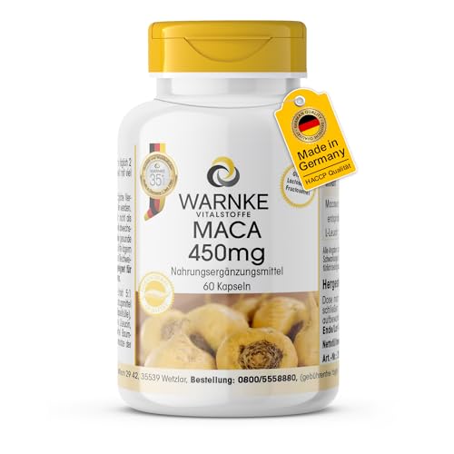 Maca 450mg - dosage élevé - végétalien - 60 gélules - racine de maca jaune | Warnke Vitalstoffe - Qualité des pharmacies allemandes