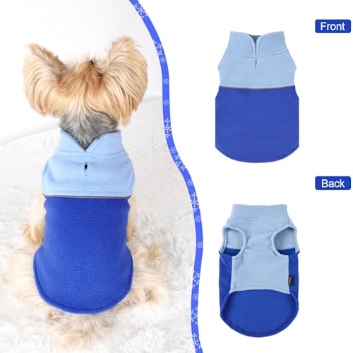 Image of Dog Clothes for Small Dogs Fleece Vest Dog Sweater Boy Girl, Warm Pullover Fleece Doggie Jacket, Winter Pet Ourfit Chihuahua Sweater - Yorkie Clothes (Double Blue, Small)