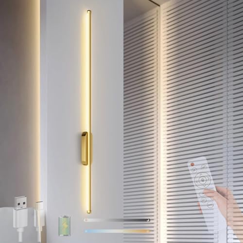Lámparas de pared LED de 100cm en oro con control remoto y luz regulable