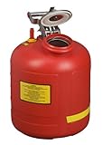 Justrite 14565 Polyethylene Safety Liquid Disposal Can with Stainless Steel Hardware and Built-in Fill Gauge, 5 Gallon Capacity, Red