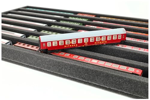 Insert mousse Feldherr échelle TT : 7 compartiments pour le stockage horizontal de vos trains