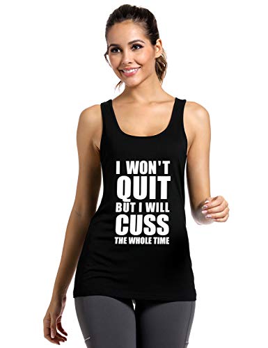 Fannoo Tank Tops For Women-Womens Funny Saying Fitness Workout Racerback Tank Tops Sleeveless Shirts Black #TOP3