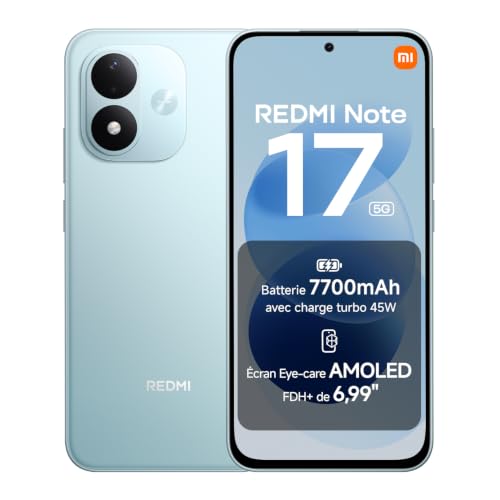 XIAOMI REDMI Note 17 5G, Smartphone 6+256 Go, Bleu, Batterie 7700 mAh