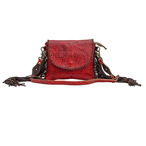 Myra Bag Western Leather Crossbody Bag for Women - Upcycled Canvas Shoulder Bag with Tassels Trameline