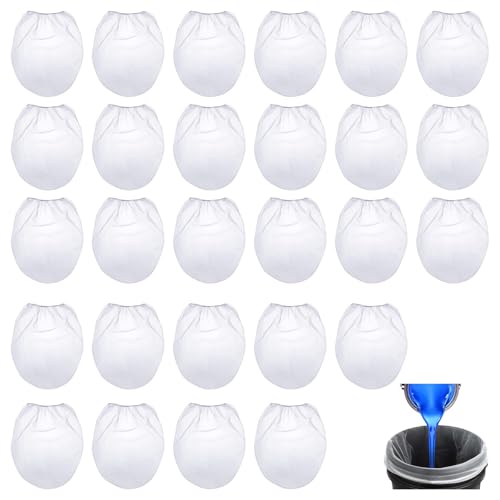 Voittozege 25 Pack Mesh Paint Strainer Bags, 5 Gallon Elastic Top Paint Strainer Bags Filters Bucket with Elastic Top Opening Hydroponic Paint Filter Bag for Hydroponics Painting Gardening
