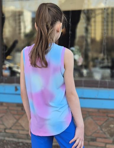 Zaclotre Girls Athletic Tank Tops High-Low Hem Loose Fit Summer Top Kids Sleeveless Sport Shirts 5-14 Years4