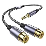 MOSWAG 3.5mm to RCA Cable 3.5mm Male to Dual 2 RCA Female Stereo Audio Adapter Cable 24K Gold-Plated Nylon Braided Connect Smartphone MP3 Tablet to Speaker Home Theater HDTV Amplifier